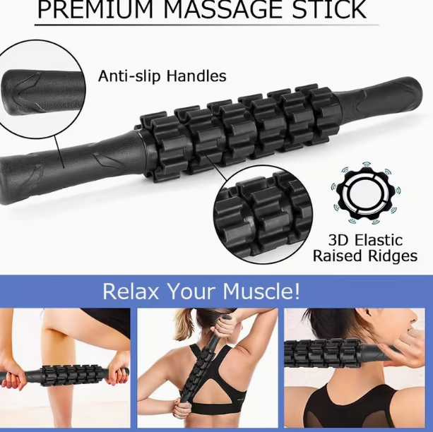 4-in-1 Black Foam Roller & Massage Stick Set